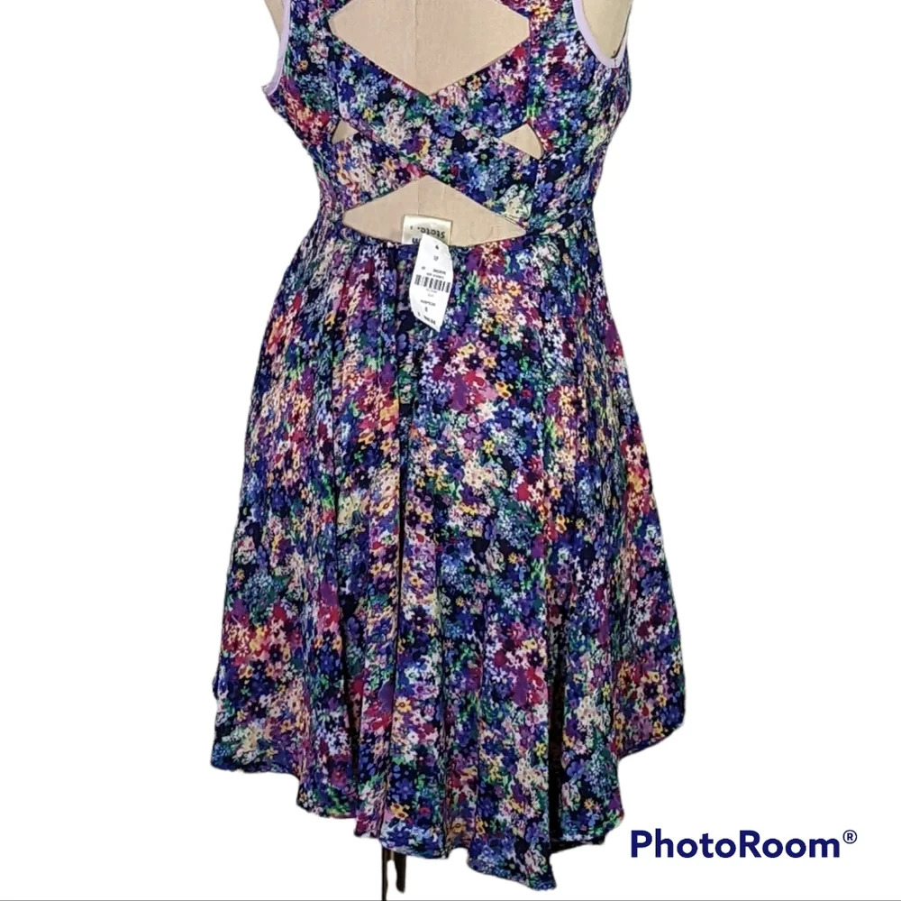 Dream State Multicolor Caged Asymmetrical Dress, S , NWT - Picture 4 of 6